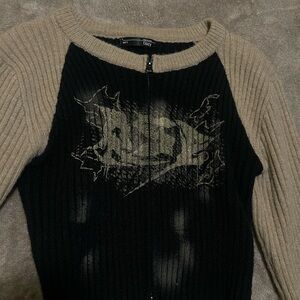 Obey Black and Tan Graphic Women's Sweater